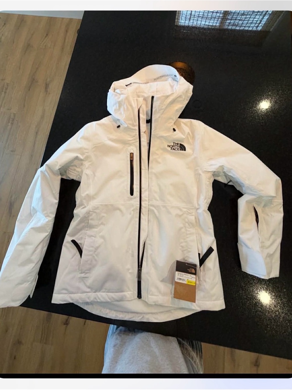 The North Face Women's White Hooded Waterproof Ski Jacket